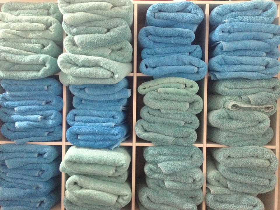 Shelves full of towels